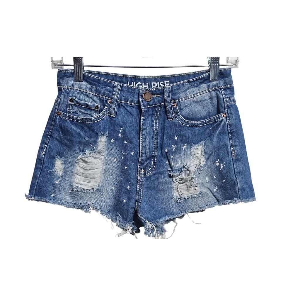 YMI Jeans Denim Cutoff Shorts Womens Size 1 Distressed High Rise (944)